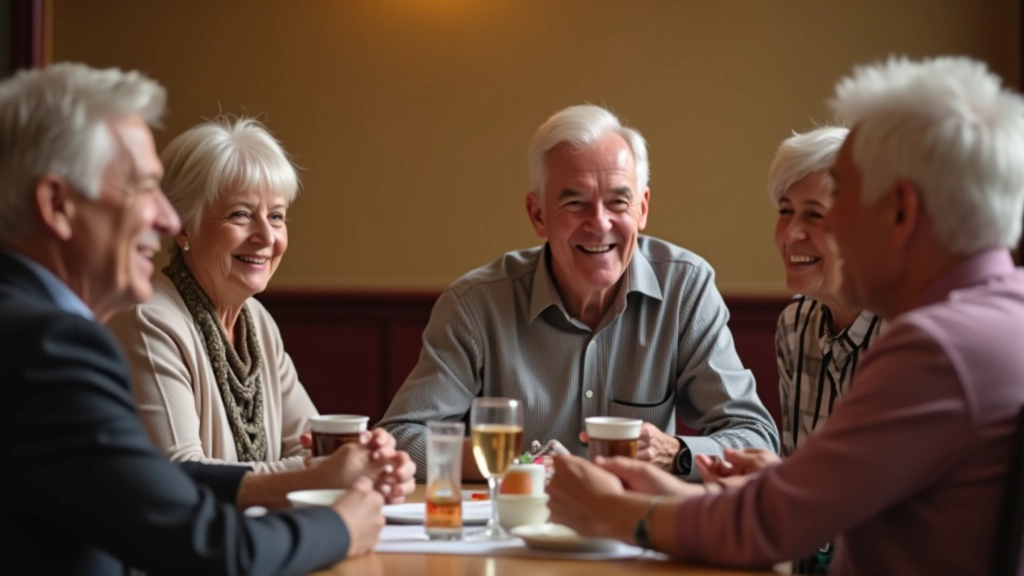 Group of diverse older adults enjoying a social dance gathering together